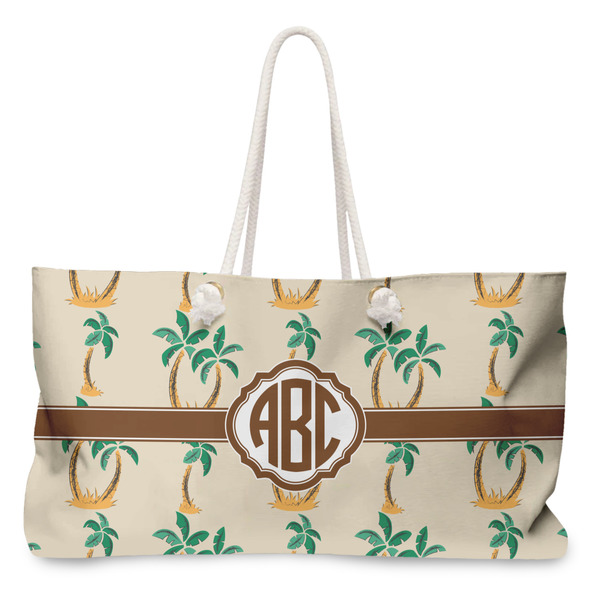 Custom Palm Trees Large Tote Bag with Rope Handles (Personalized)