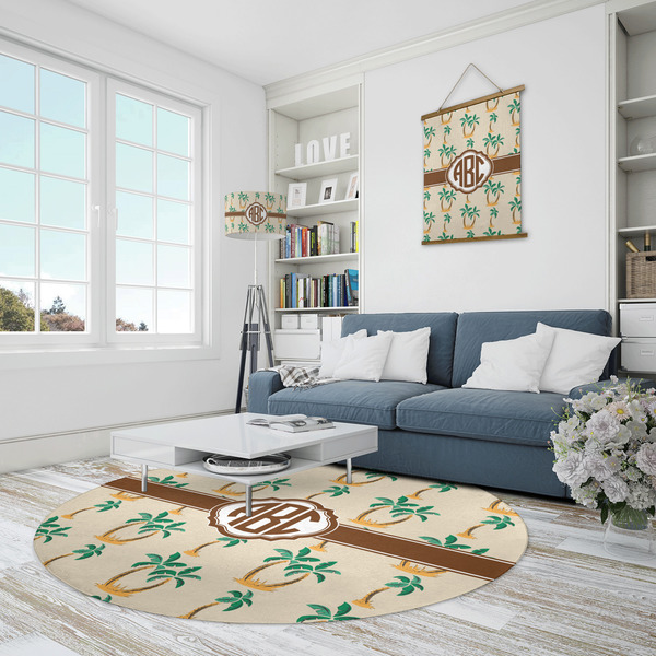 Palm Trees Round Area Rug - IN CONTEXT