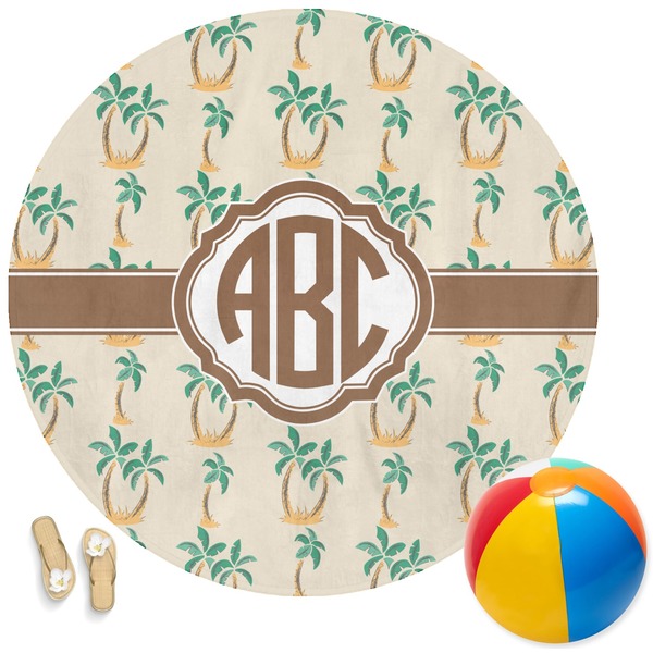 Custom Palm Trees Round Beach Towel (Personalized)