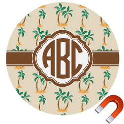 Palm Trees Round Car Magnet - 6" (Personalized)