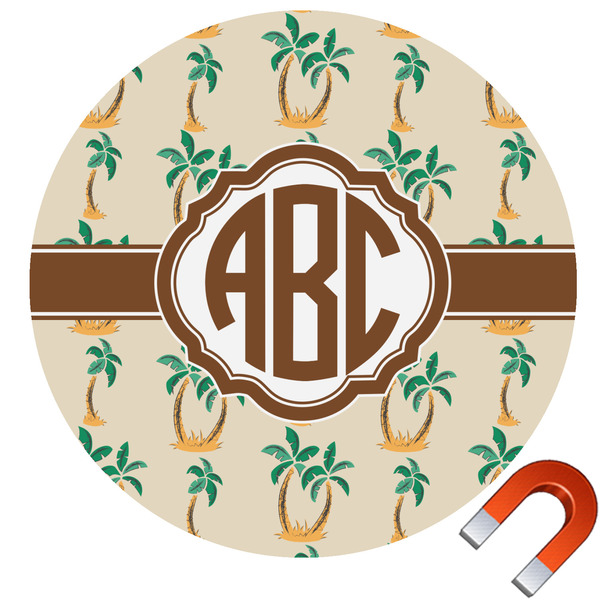 Custom Palm Trees Round Car Magnet - 6" (Personalized)