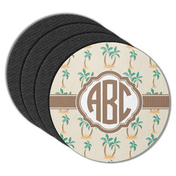 Palm Trees Round Rubber Backed Coasters - Set of 4 (Personalized)