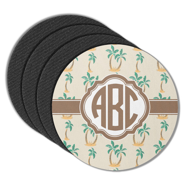 Custom Palm Trees Round Rubber Backed Coasters - Set of 4 (Personalized)