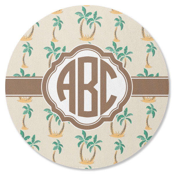 Custom Palm Trees Round Rubber Backed Coaster (Personalized)