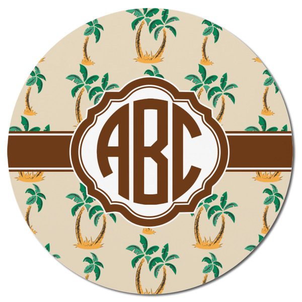 Palm Trees Round Fridge Magnet - FRONT