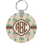 Palm Trees Round Plastic Keychain (Personalized)