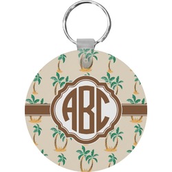 Palm Trees Round Plastic Keychain (Personalized)
