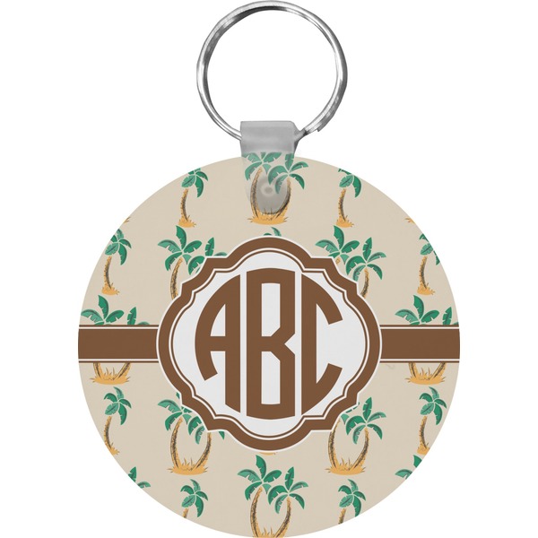Custom Palm Trees Round Plastic Keychain (Personalized)