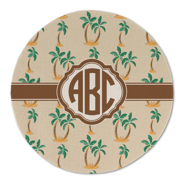 Palm Trees Round Linen Placemats - FRONT (Double Sided)