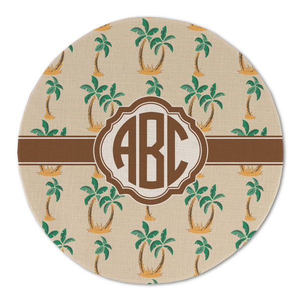 Custom Palm Trees Round Linen Placemat (Personalized)