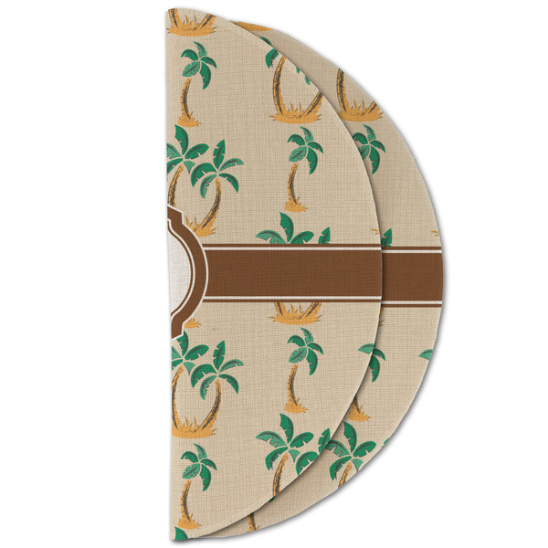 Palm Trees Round Linen Placemats - HALF FOLDED (double sided)