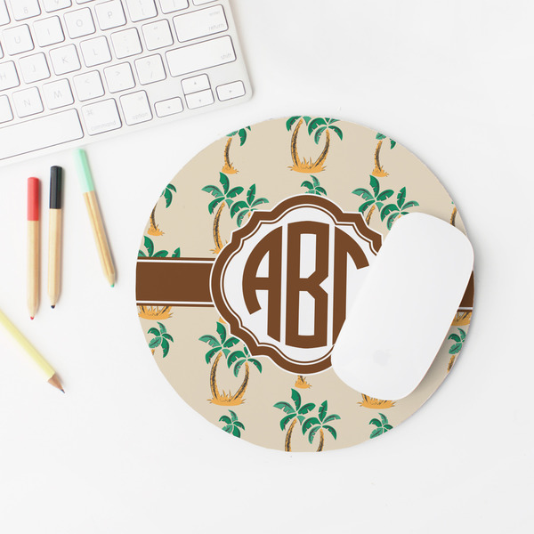 Palm Trees Round Mousepad - LIFESTYLE 2