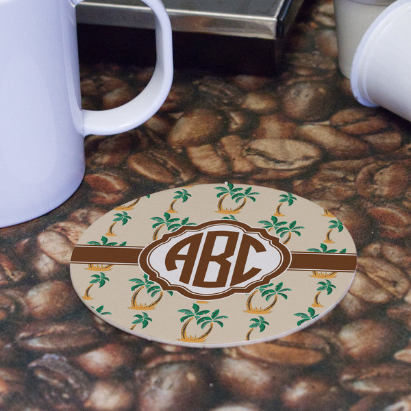 Palm Trees Round Paper Coaster - Front