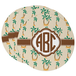 Palm Trees Round Paper Coasters w/ Monograms