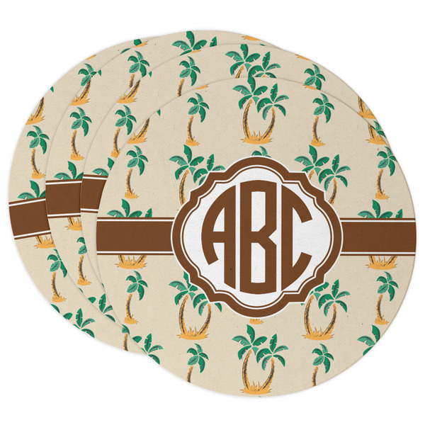 Custom Palm Trees Round Paper Coasters w/ Monograms