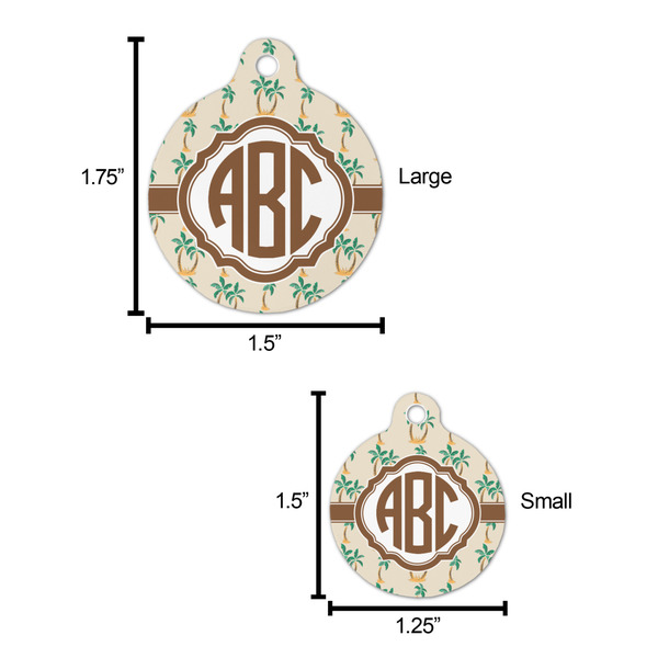 Palm Trees Round Pet ID Tag - Large - Comparison Scale