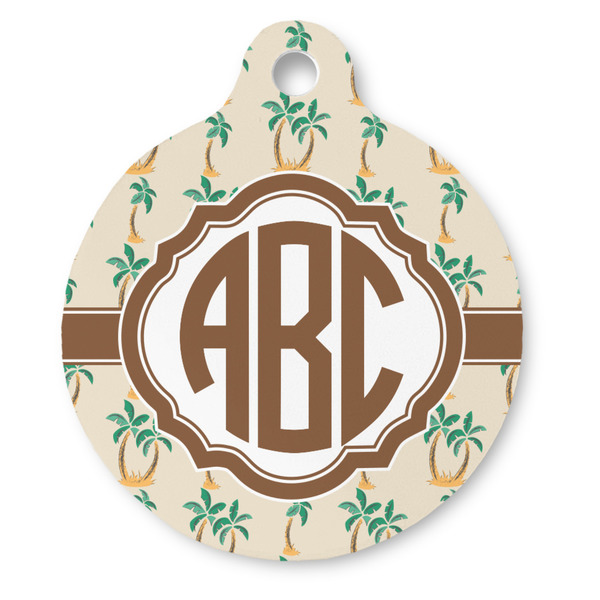 Custom Palm Trees Round Pet ID Tag (Personalized)