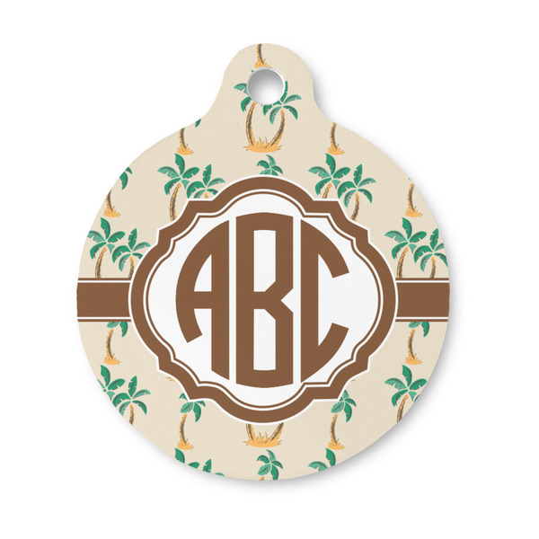 Custom Palm Trees Round Pet ID Tag - Small (Personalized)
