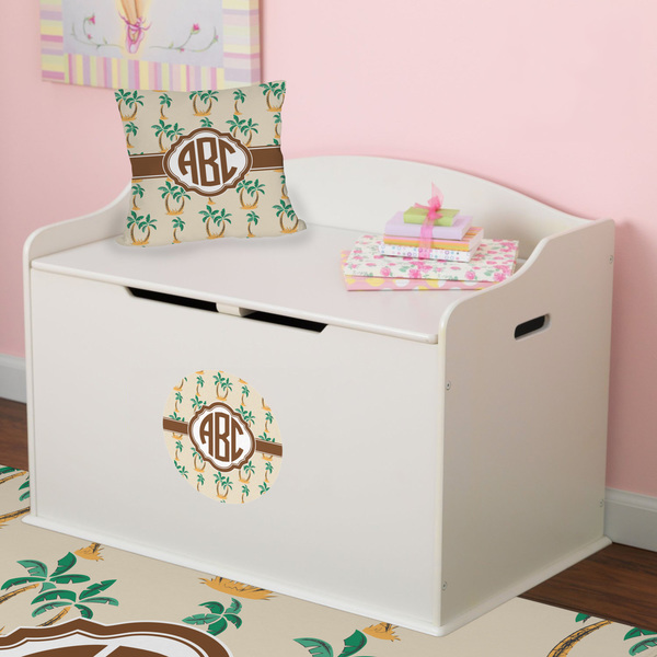 Palm Trees Round Wall Decal on Toy Chest