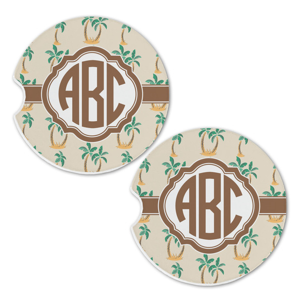 Palm Trees Sandstone Car Coasters - Set of 2