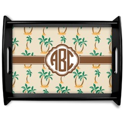 Palm Trees Black Wooden Tray - Large (Personalized)