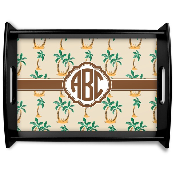 Custom Palm Trees Black Wooden Tray - Large (Personalized)