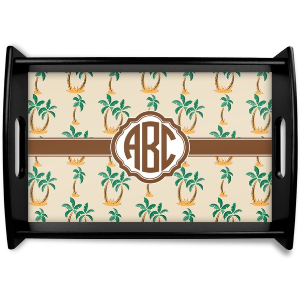 Custom Palm Trees Black Wooden Tray - Small (Personalized)
