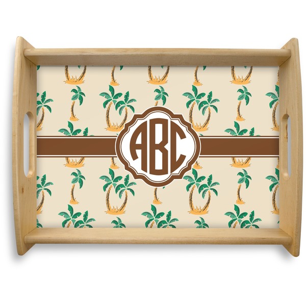 Custom Palm Trees Natural Wooden Tray - Large (Personalized)