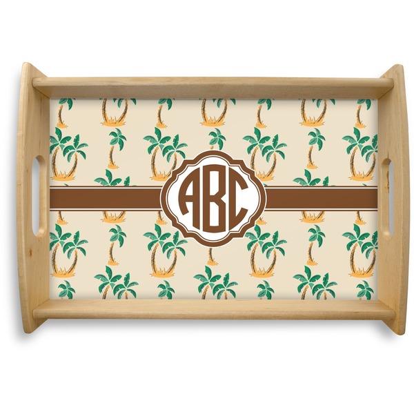 Custom Palm Trees Natural Wooden Tray - Small (Personalized)