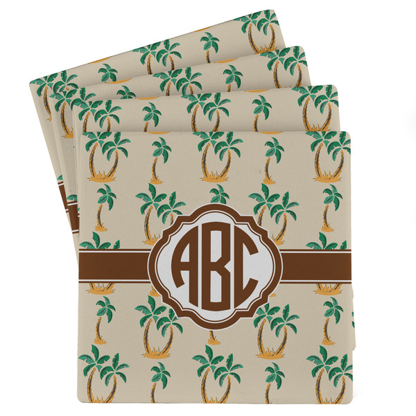 Custom Palm Trees Absorbent Stone Coasters - Set of 4 (Personalized)