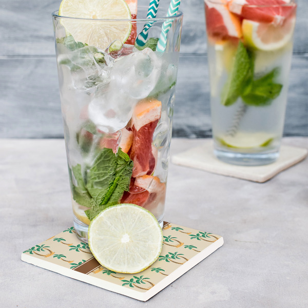 Palm Trees Set of 4 Stone Coasters - In Context View