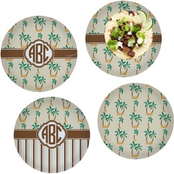Palm Trees Set of 4 Glass Lunch / Dinner Plate 10" (Personalized)