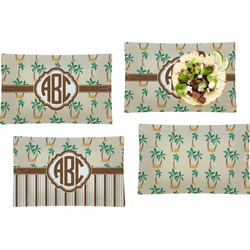 Palm Trees Set of 4 Glass Rectangular Lunch / Dinner Plate (Personalized)
