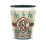 Palm Trees Ceramic Shot Glass - 1.5 oz - Two Tone - Set of 4 (Personalized)