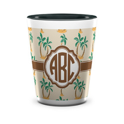 Palm Trees Ceramic Shot Glass - 1.5 oz - Two Tone - Set of 4 (Personalized)
