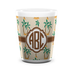 Palm Trees Ceramic Shot Glass - 1.5 oz - White - Set of 4 (Personalized)