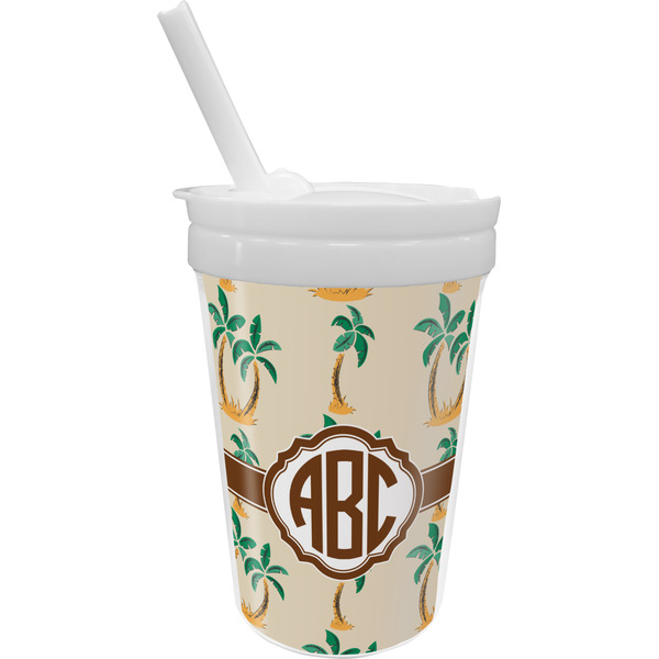 Custom Palm Trees Sippy Cup with Straw (Personalized)