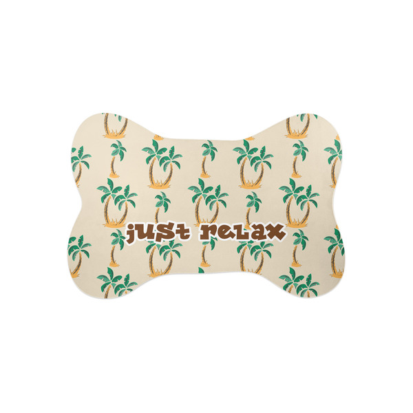 Custom Palm Trees Bone Shaped Dog Food Mat (Small) (Personalized)