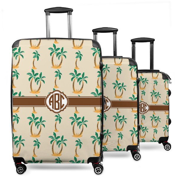 Custom Palm Trees 3 Piece Luggage Set - 20" Carry On, 24" Medium Checked, 28" Large Checked (Personalized)