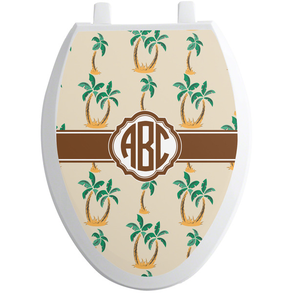 Custom Palm Trees Toilet Seat Decal - Elongated (Personalized)