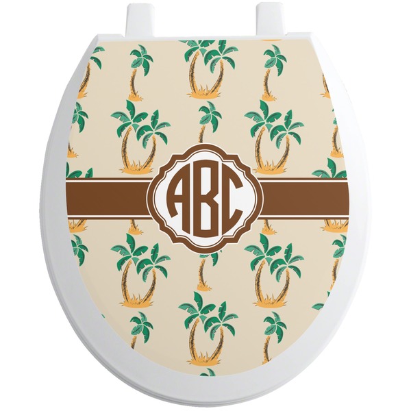 Custom Palm Trees Toilet Seat Decal - Round (Personalized)