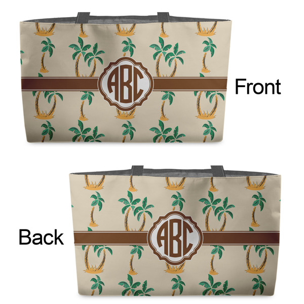 Palm Trees Tote w/Black Handles - Front & Back Views