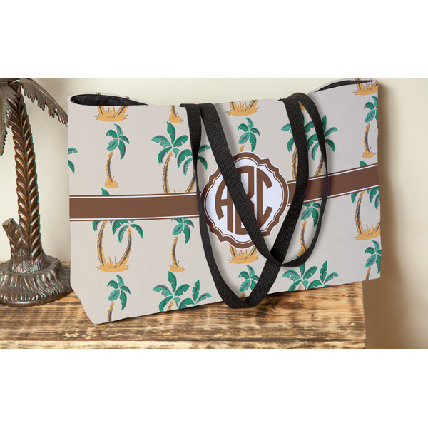 Palm Trees Tote w/Black Handles - Lifestyle View