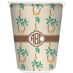 Palm Trees Waste Basket - Double Sided (White) (Personalized)