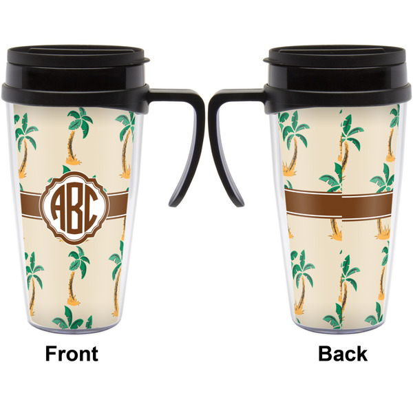 Palm Trees Travel Mug with Black Handle - Approval