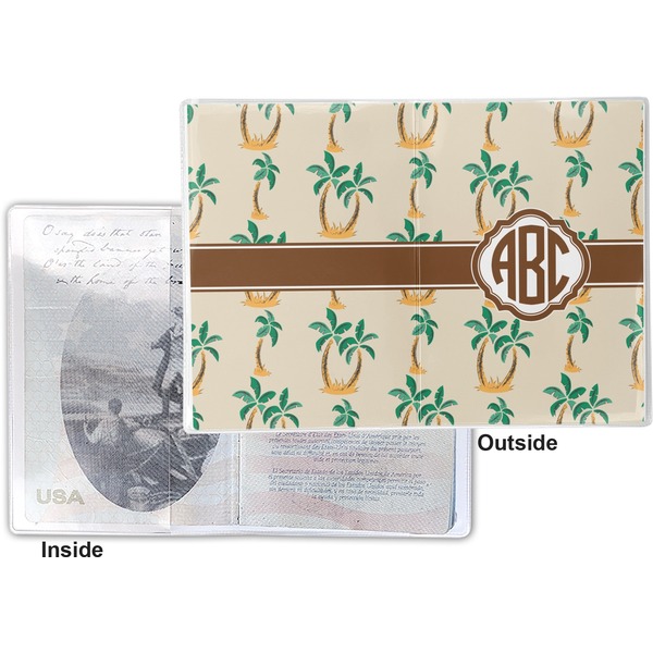 Palm Trees Vinyl Passport Holder - Flat Front and Back