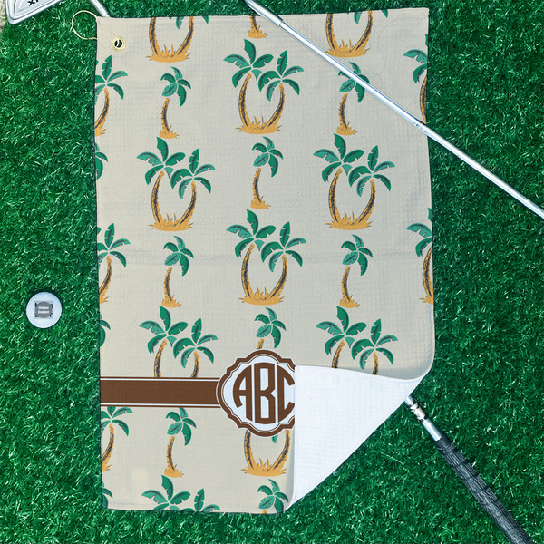 Palm Trees Waffle Weave Golf Towel - In Context