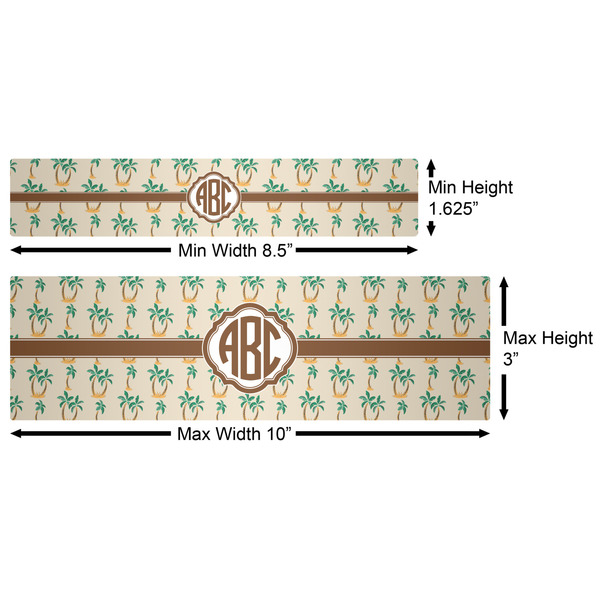 Palm Trees Water Bottle Labels w/ Dimensions