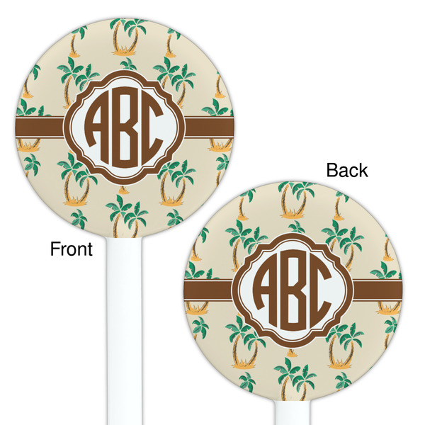 Palm Trees White Plastic 5.5" Stir Stick - Double Sided - Round - Front & Back