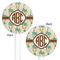 Palm Trees White Plastic 5.5" Stir Stick - Double Sided - Round - Front & Back